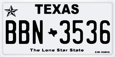 TX license plate BBN3536