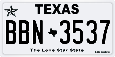 TX license plate BBN3537