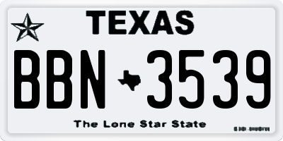 TX license plate BBN3539