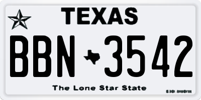 TX license plate BBN3542