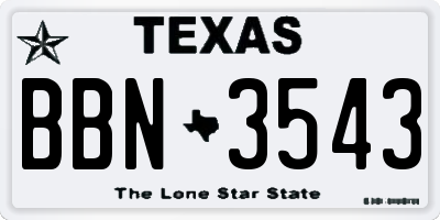 TX license plate BBN3543