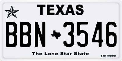 TX license plate BBN3546