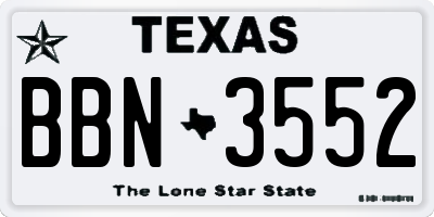 TX license plate BBN3552