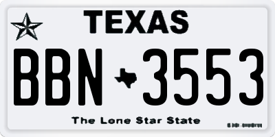 TX license plate BBN3553