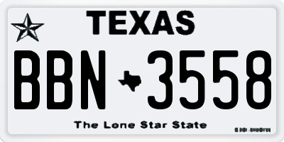 TX license plate BBN3558