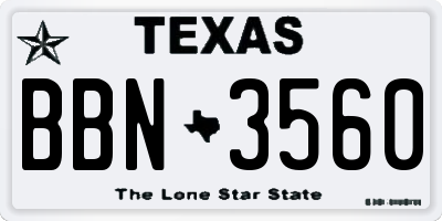 TX license plate BBN3560