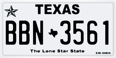 TX license plate BBN3561