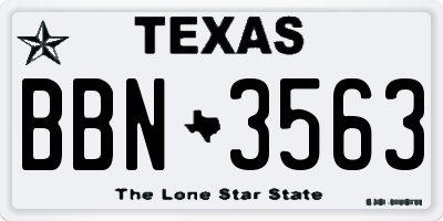 TX license plate BBN3563
