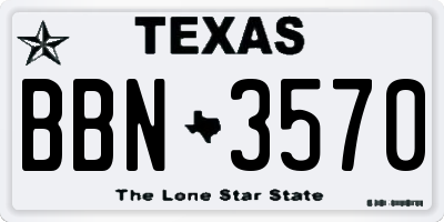 TX license plate BBN3570