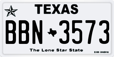 TX license plate BBN3573