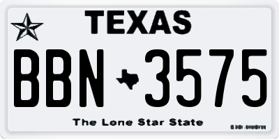 TX license plate BBN3575