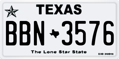 TX license plate BBN3576
