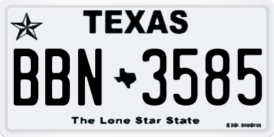 TX license plate BBN3585