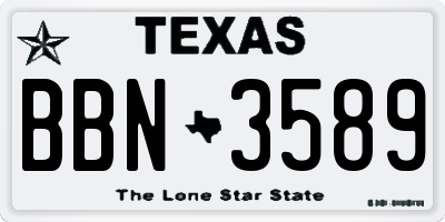 TX license plate BBN3589