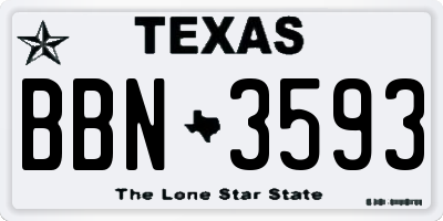 TX license plate BBN3593