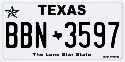 TX license plate BBN3597