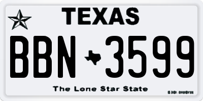 TX license plate BBN3599