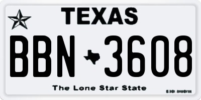 TX license plate BBN3608