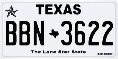 TX license plate BBN3622
