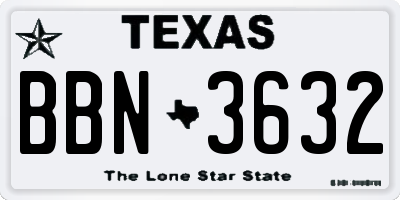 TX license plate BBN3632