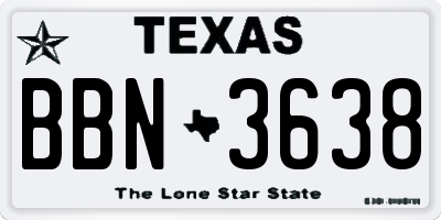 TX license plate BBN3638