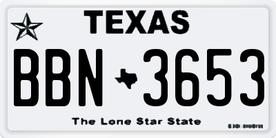 TX license plate BBN3653