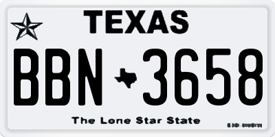 TX license plate BBN3658