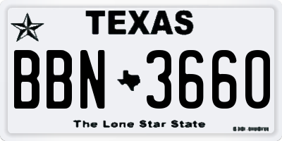 TX license plate BBN3660