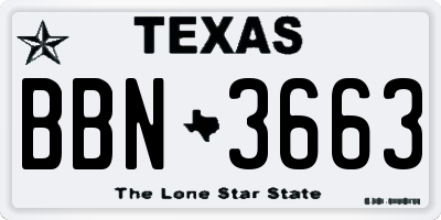 TX license plate BBN3663