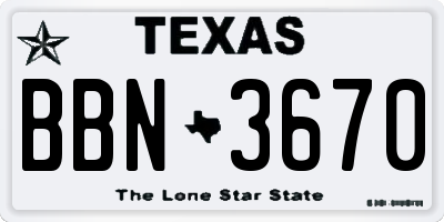 TX license plate BBN3670