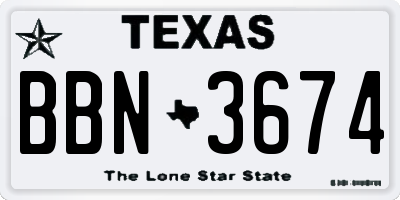 TX license plate BBN3674