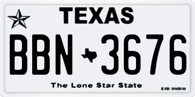 TX license plate BBN3676