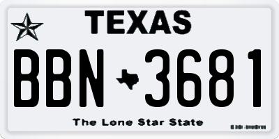 TX license plate BBN3681