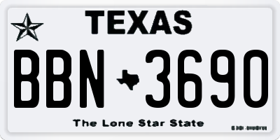 TX license plate BBN3690