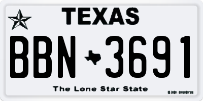 TX license plate BBN3691