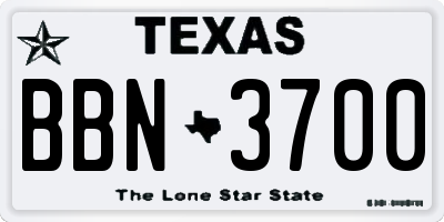 TX license plate BBN3700