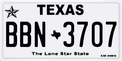 TX license plate BBN3707