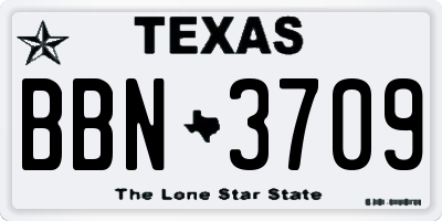 TX license plate BBN3709