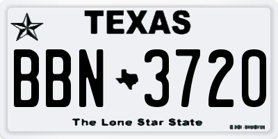 TX license plate BBN3720