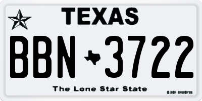 TX license plate BBN3722