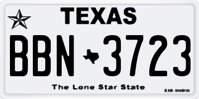 TX license plate BBN3723