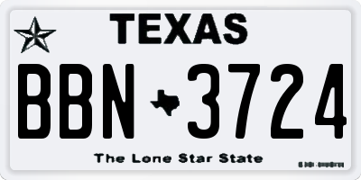 TX license plate BBN3724