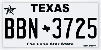 TX license plate BBN3725