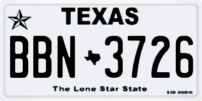 TX license plate BBN3726