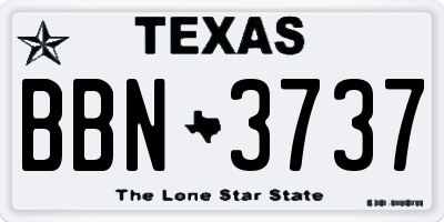 TX license plate BBN3737