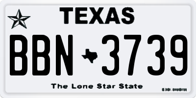 TX license plate BBN3739