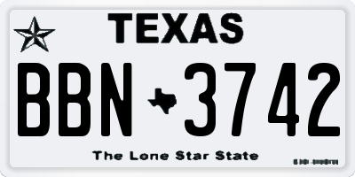 TX license plate BBN3742