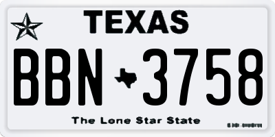 TX license plate BBN3758