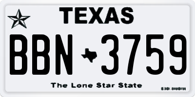 TX license plate BBN3759