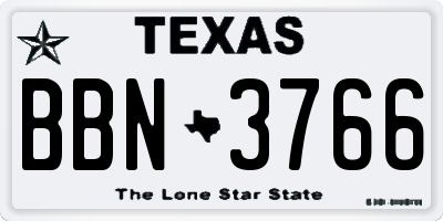 TX license plate BBN3766